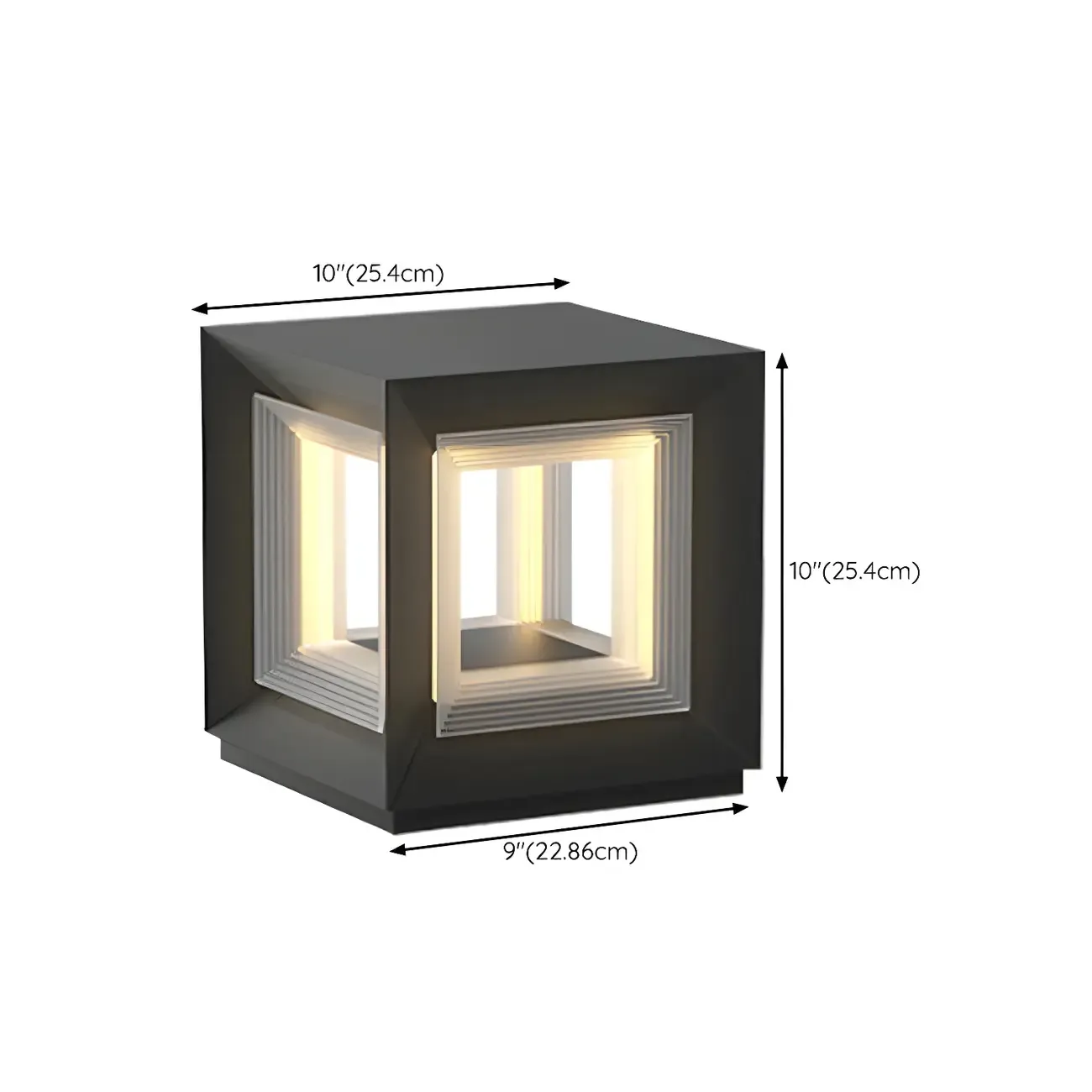 Modern Metal Black Geometric LED Post Cap Light Image - 20