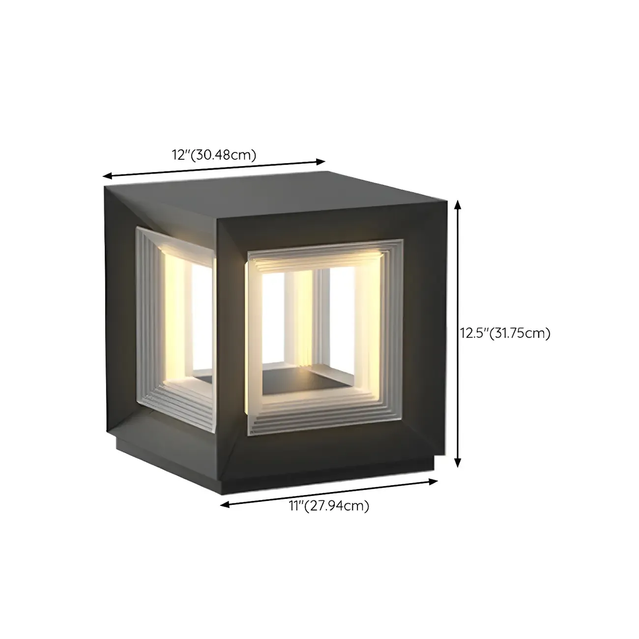 Modern Metal Black Geometric LED Post Cap Light Image - 21
