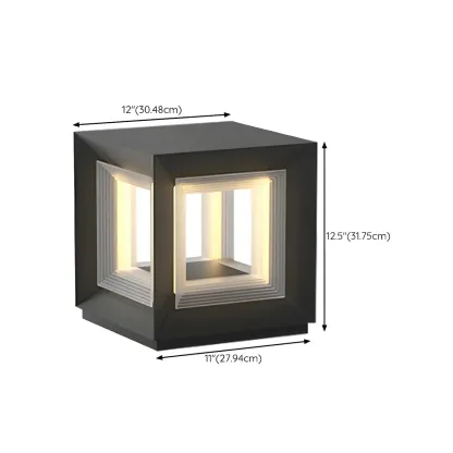 Modern Metal Black Geometric LED Post Cap Light Image - 21