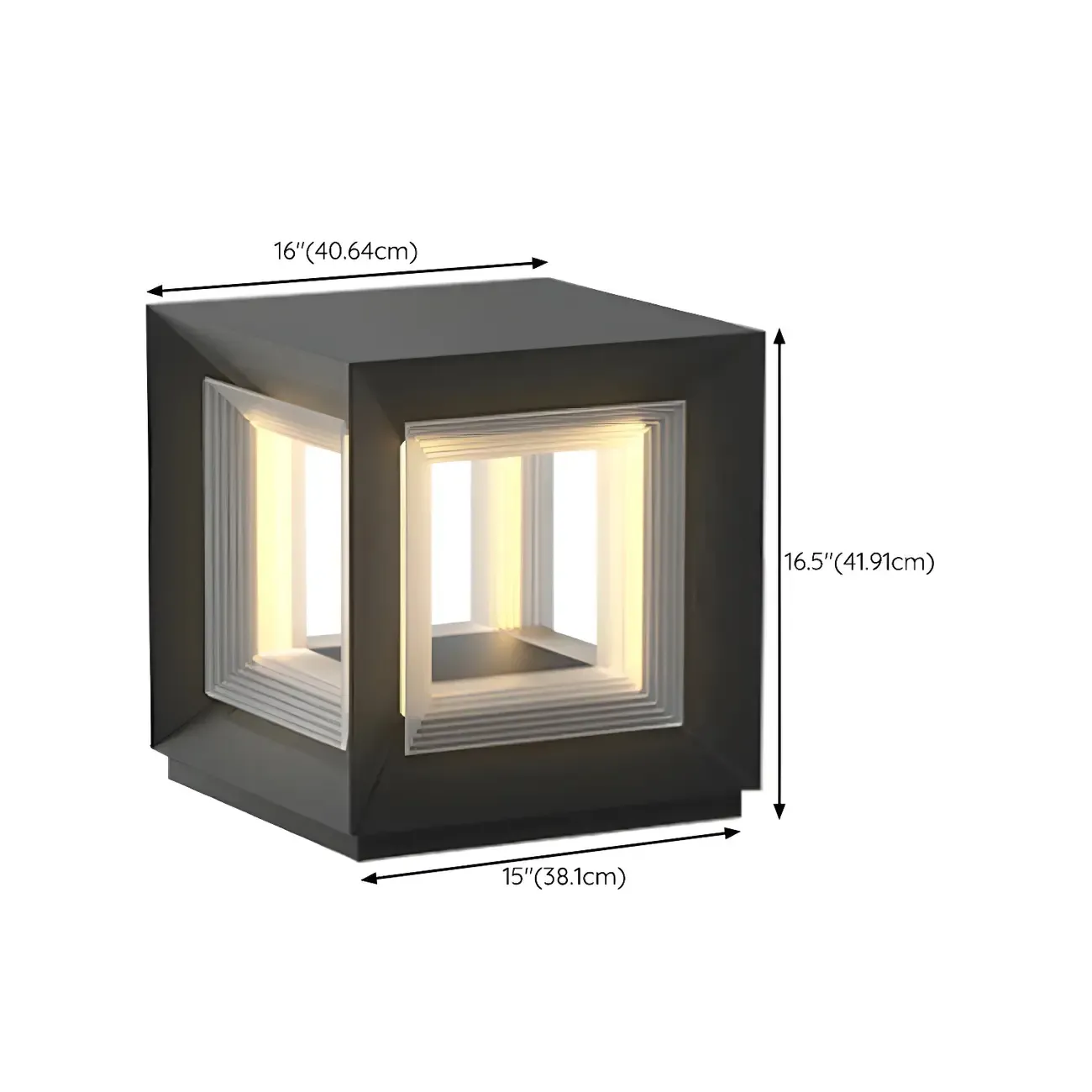 Modern Metal Black Geometric LED Post Cap Light Image - 22