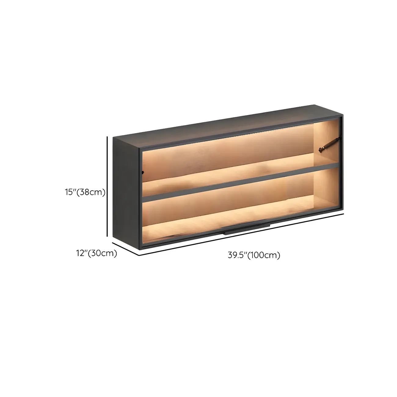 Black Wall Mount Wood 2-Cube Display Cabinet with Light Image - 26 | homeyfad