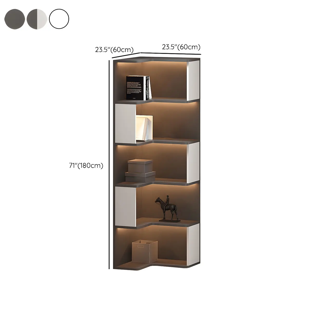 Contemporary Wooden Corner Display Cabinet with Lighting #size | homeyfad