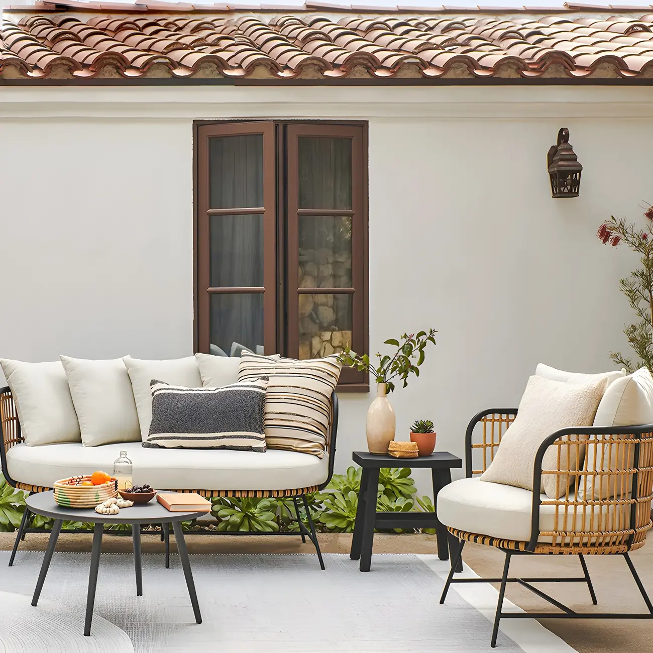 UV Resistant Modern knitted Metal Frame Patio Sofa Image - 1 | homeyfad
