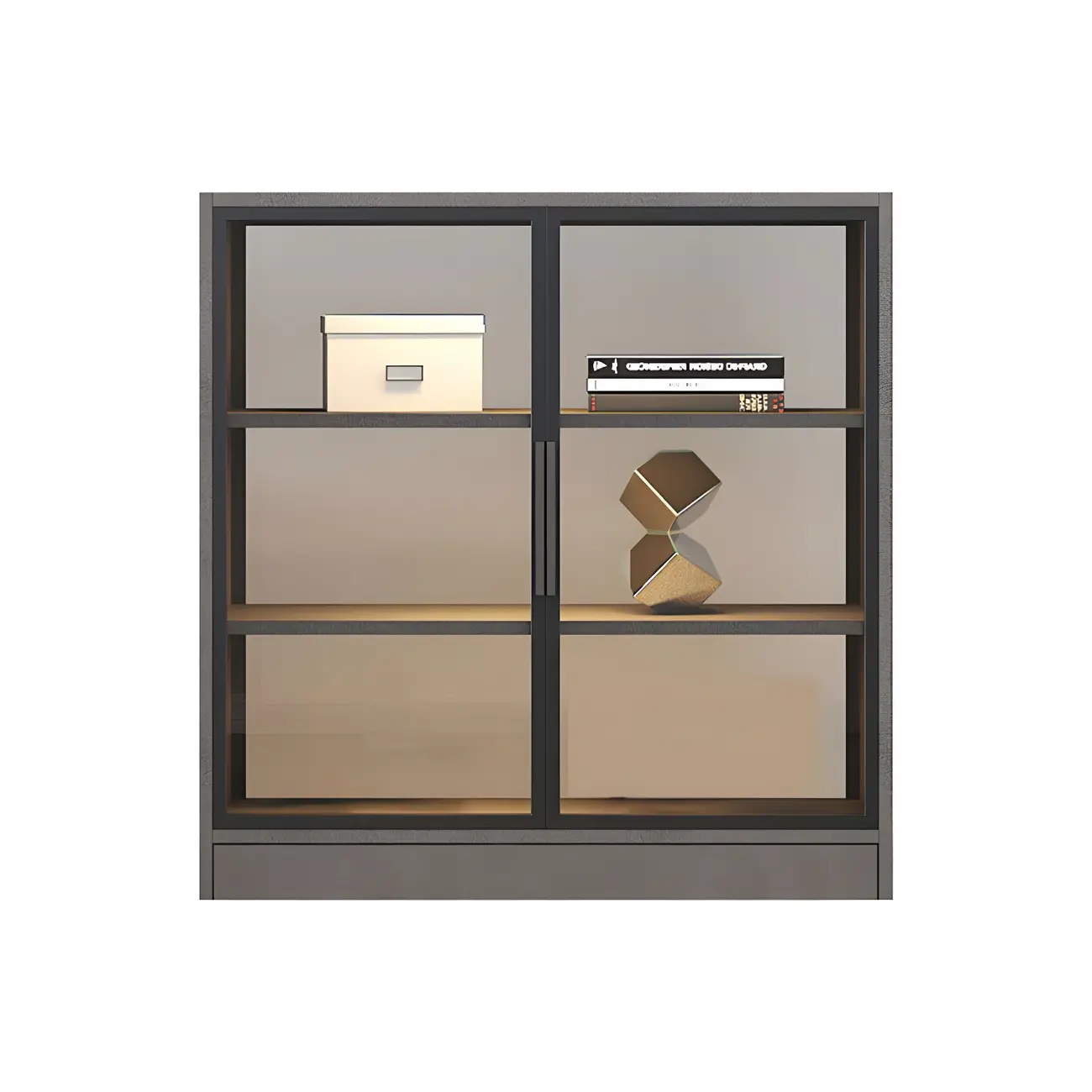 Modern Wooden Display Cabinet with Acrylic Doors & Lighting Image - 10 | homeyfad