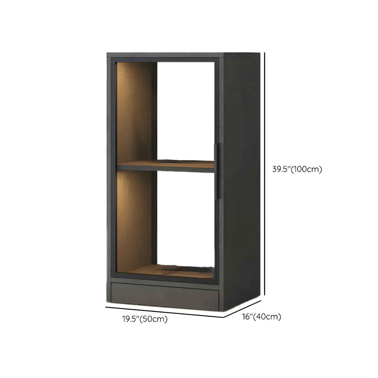 Modern Wooden Display Cabinet with Acrylic Doors & Lighting #size