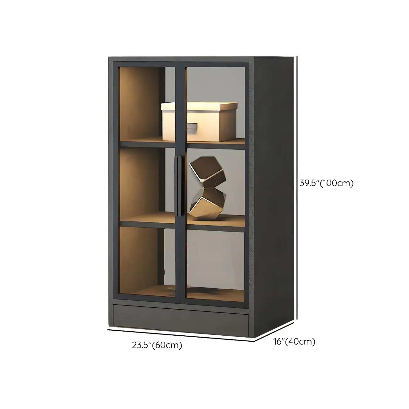 Modern Wooden Display Cabinet with Acrylic Doors & Lighting Image - 24