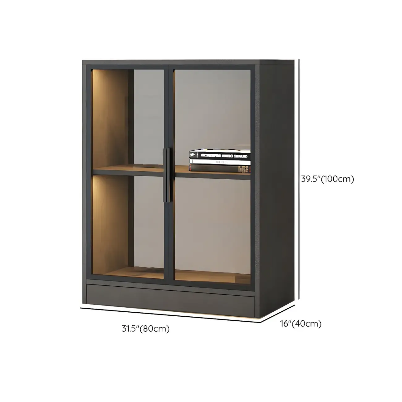 Modern Wooden Display Cabinet with Acrylic Doors & Lighting Image - 25