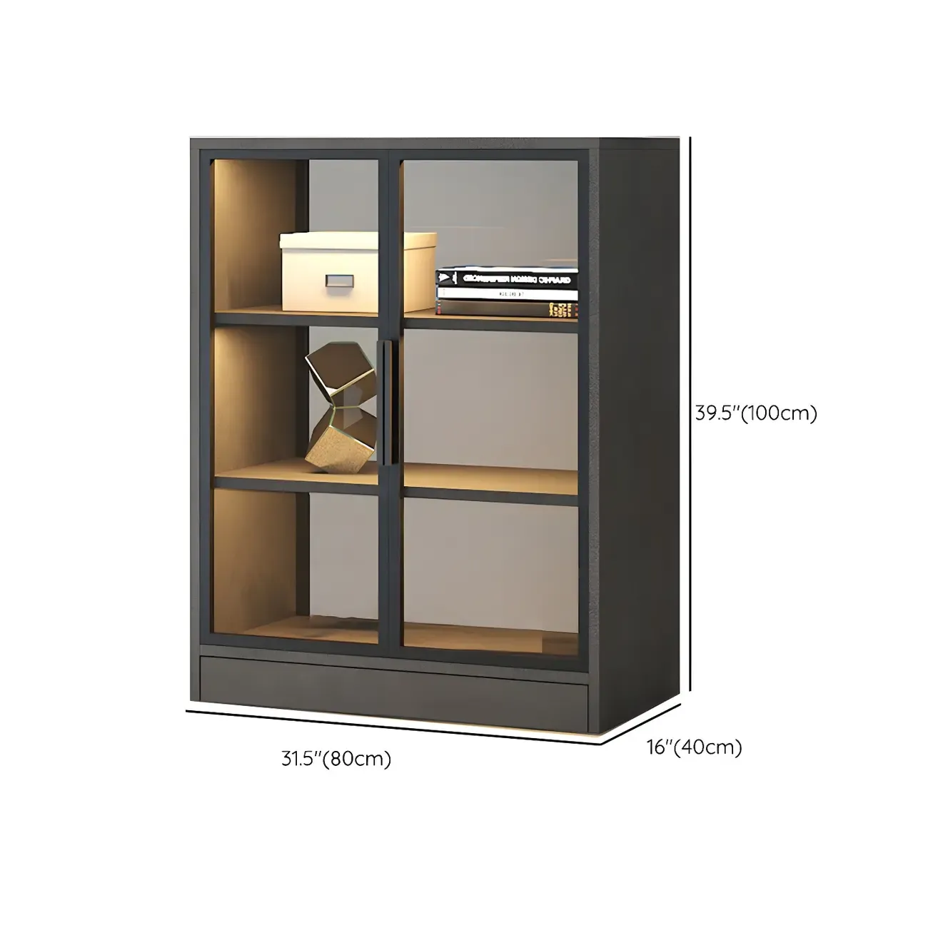 Modern Wooden Display Cabinet with Acrylic Doors & Lighting Image - 26