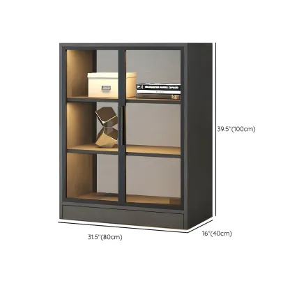 Modern Wooden Display Cabinet with Acrylic Doors & Lighting Image - 26