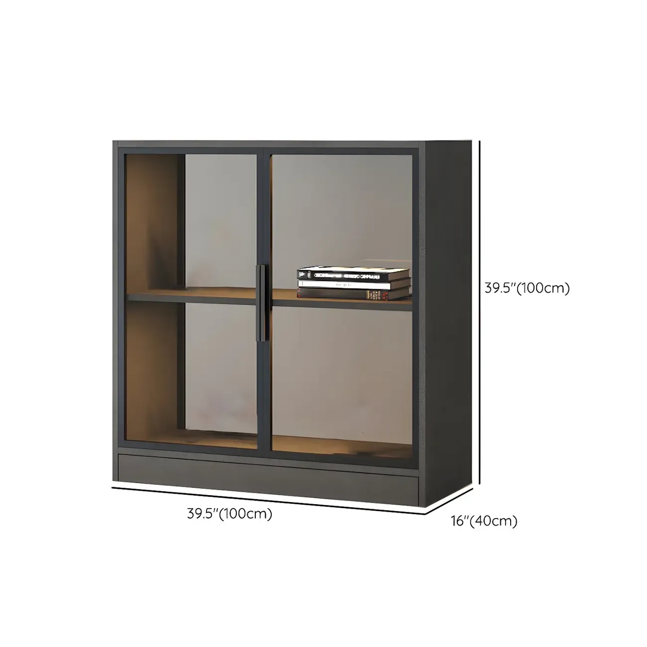 Modern Wooden Display Cabinet with Acrylic Doors & Lighting Image - 27
