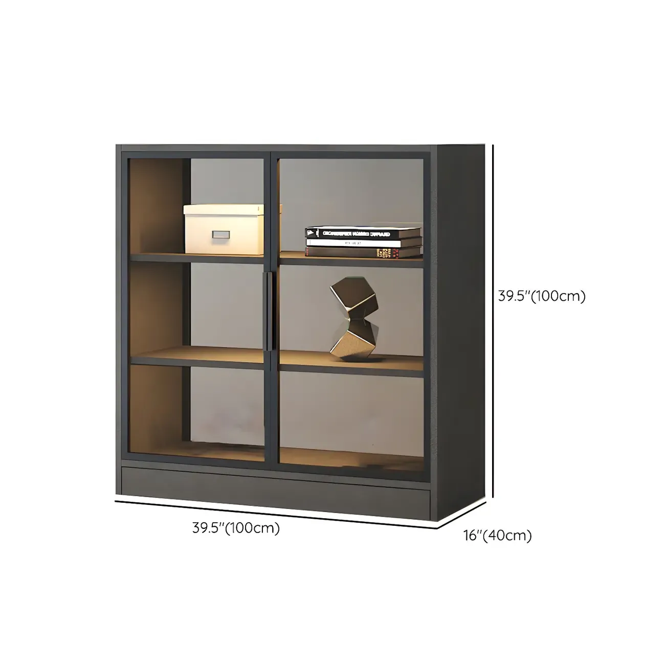 Modern Wooden Display Cabinet with Acrylic Doors & Lighting Image - 28