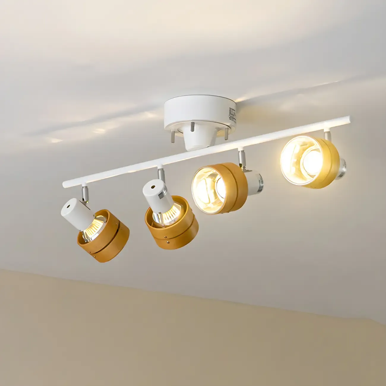 Modern LED Semi-Flush Wood Ceiling Light for Living Room Image - 2