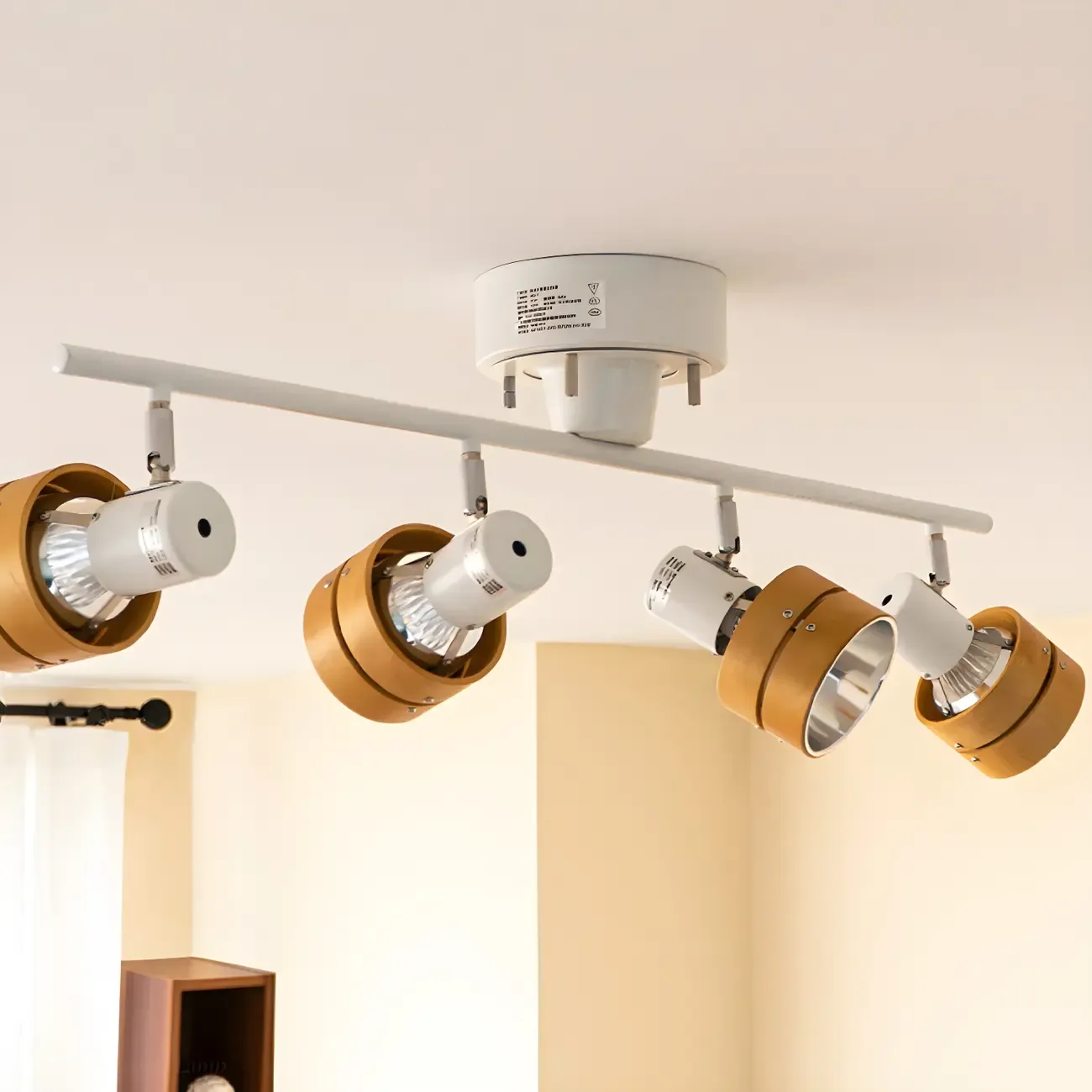 Modern LED Semi-Flush Wood Ceiling Light for Living Room Image - 3