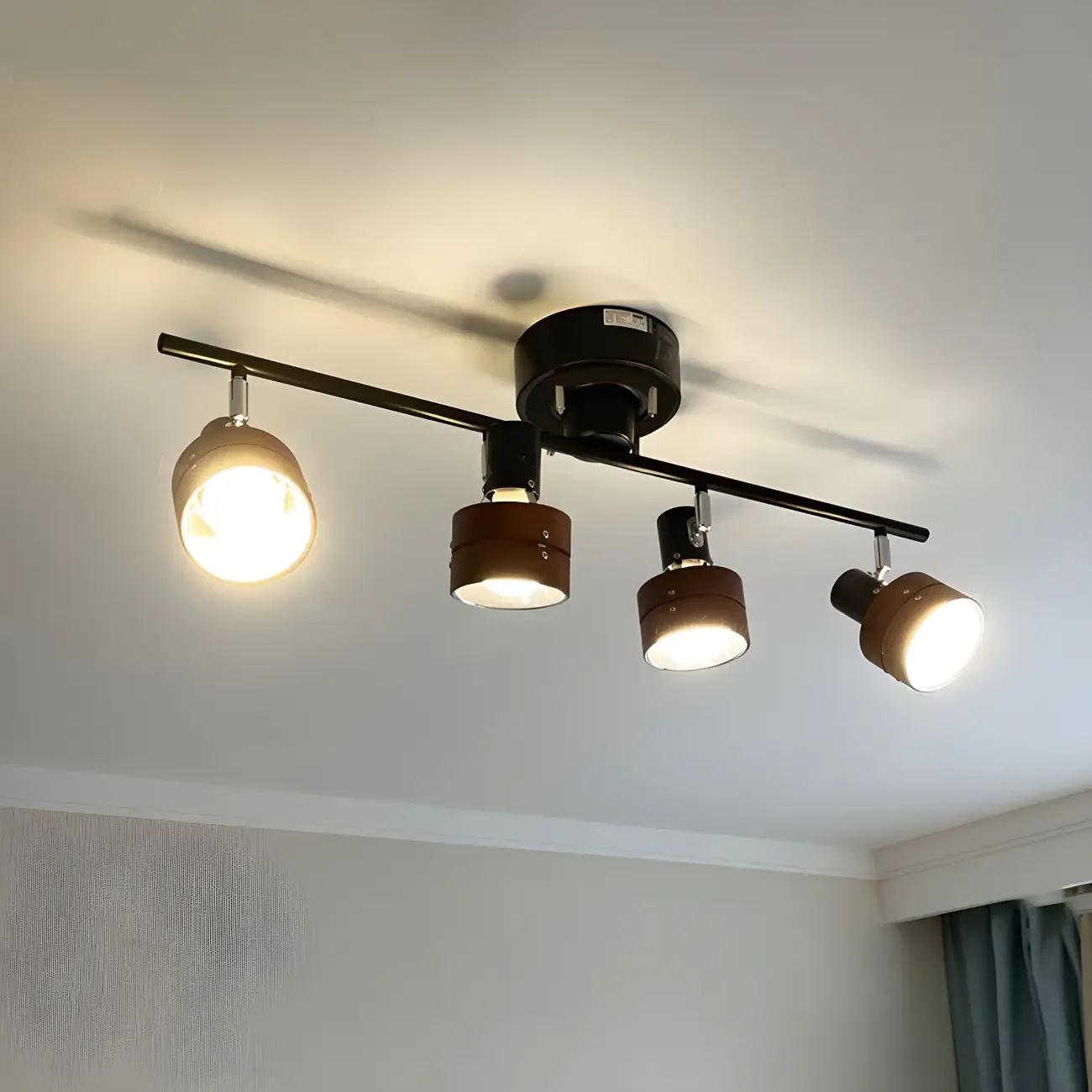 Modern LED Semi-Flush Wood Ceiling Light for Living Room Image - 1