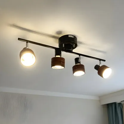 Modern LED Semi-Flush Wood Ceiling Light for Living Room Image - 1