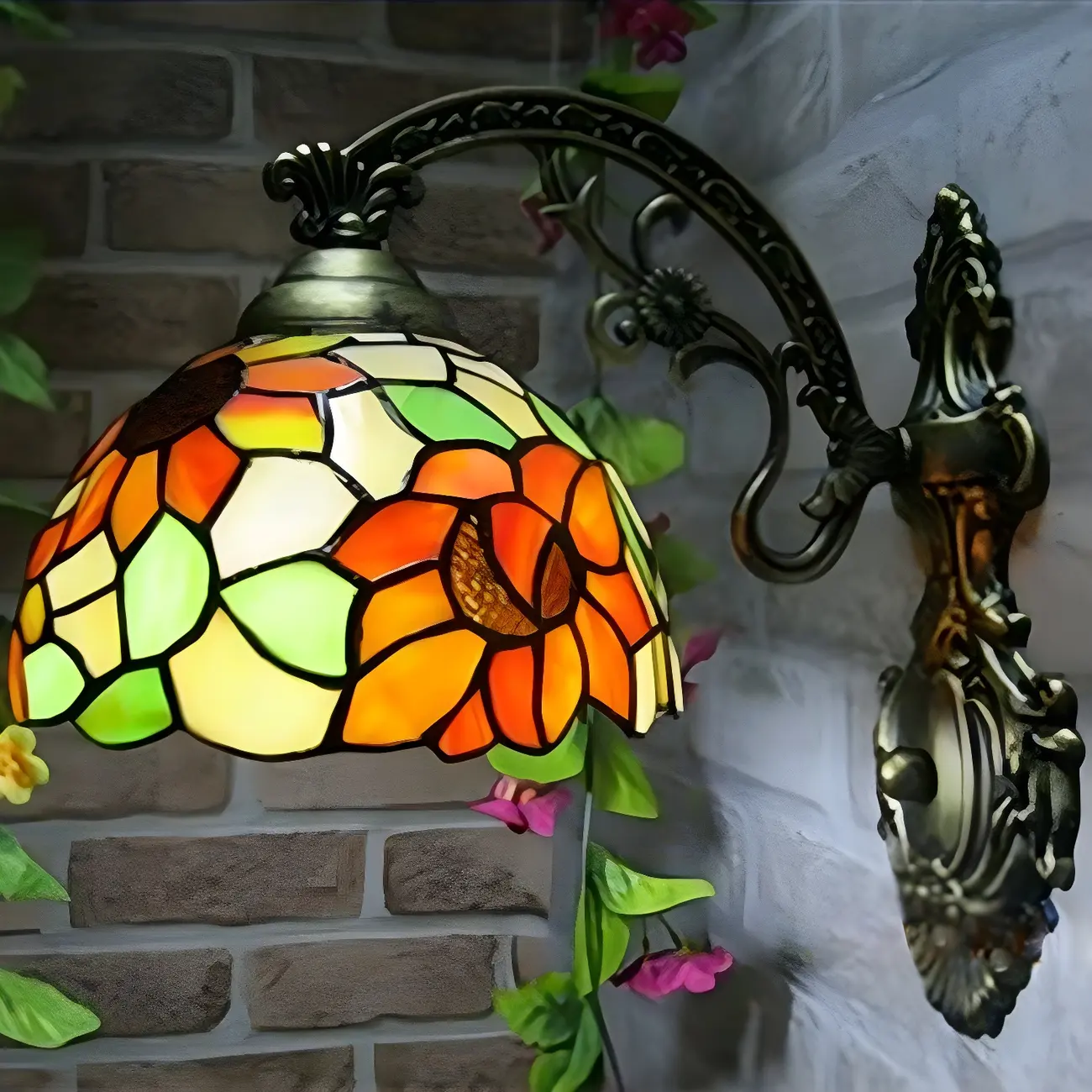 Elegant Blow Shape Glass Sconce Light in Orange for Bathroom Image - 4 | homeyfad