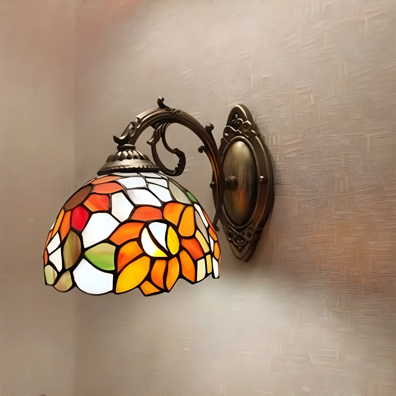 Elegant Blow Shape Glass Sconce Light in Orange for Bathroom Image - 1 | homeyfad