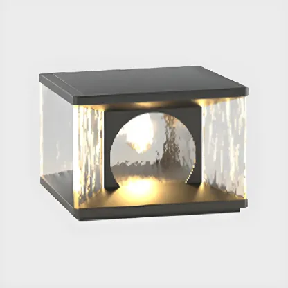 Black Metal Clear Glass Square Wired Post Cap Light Image - 2