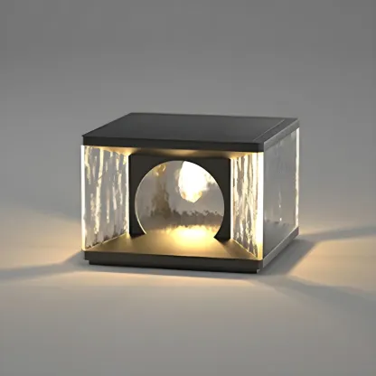 Black Metal Clear Glass Square Wired Post Cap Light Image - 9