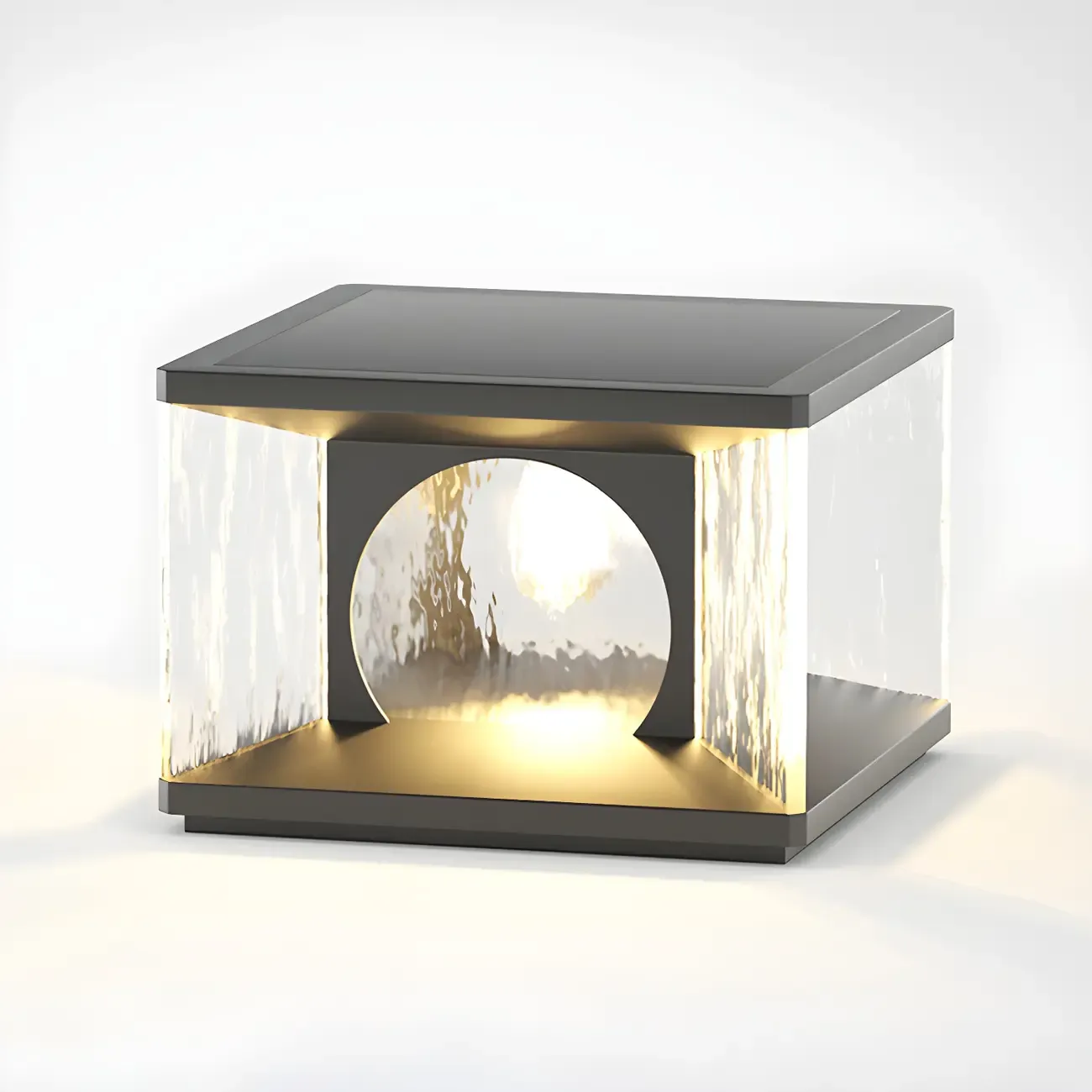 Black Metal Clear Glass Square Wired Post Cap Light Image - 11