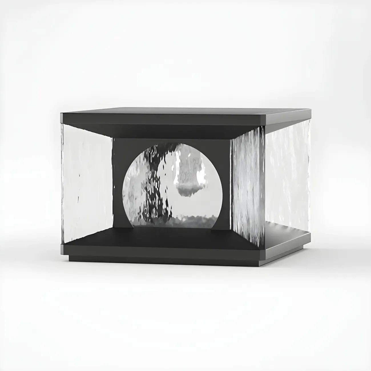 Black Metal Clear Glass Square Wired Post Cap Light Image - 12