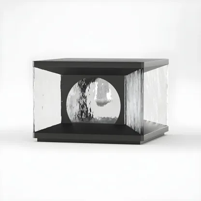 Black Metal Clear Glass Square Wired Post Cap Light Image - 12