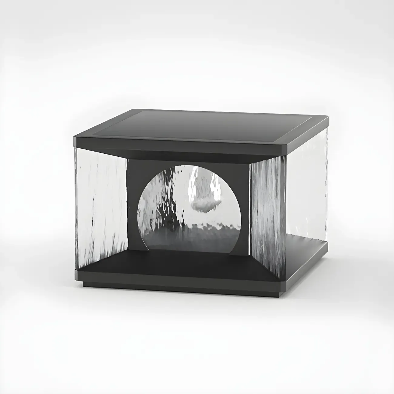 Black Metal Clear Glass Square Wired Post Cap Light Image - 13