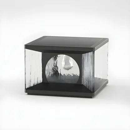 Black Metal Clear Glass Square Wired Post Cap Light Image - 13