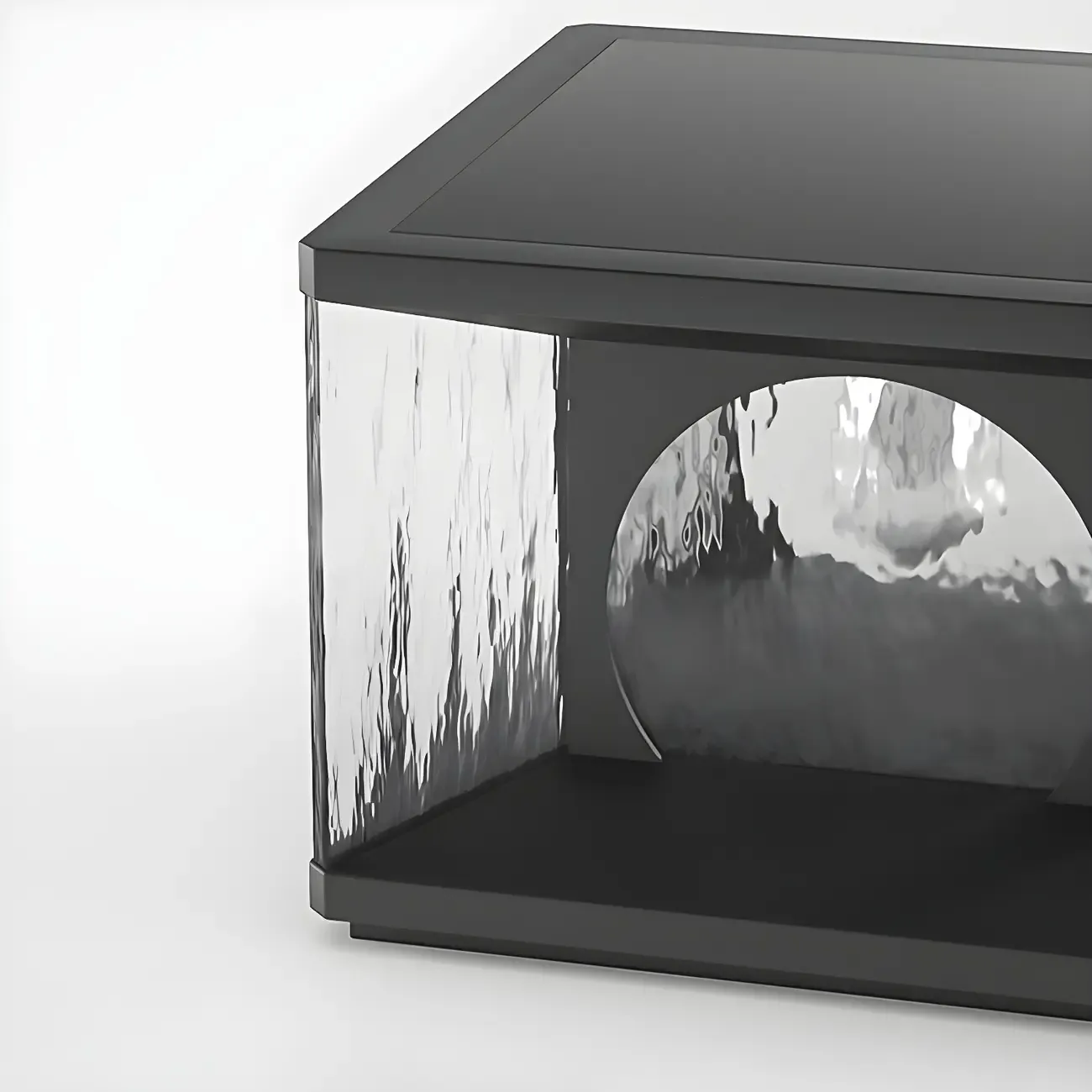 Black Metal Clear Glass Square Wired Post Cap Light Image - 14
