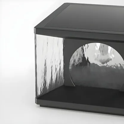 Black Metal Clear Glass Square Wired Post Cap Light Image - 14