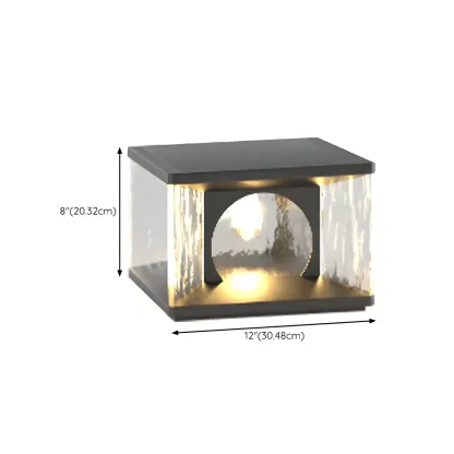 Black Metal Clear Glass Square Wired Post Cap Light Image - 17