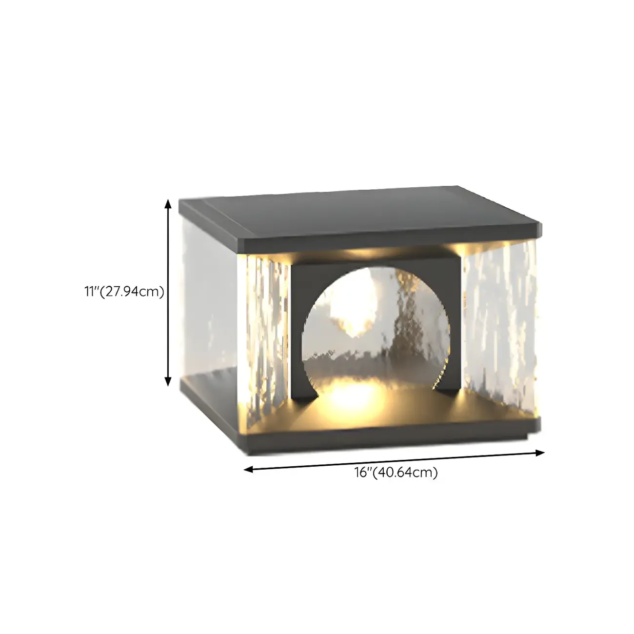 Black Metal Clear Glass Square Wired Post Cap Light Image - 18