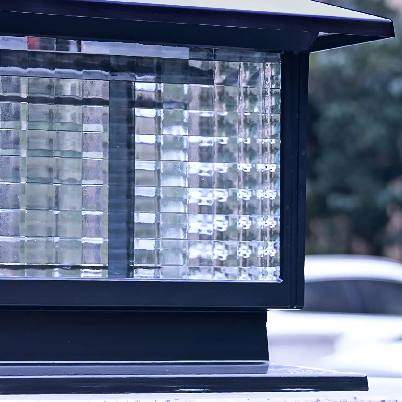 Solar Black Metal Glass Square Post Cap Light Image - 16 | homeyfad