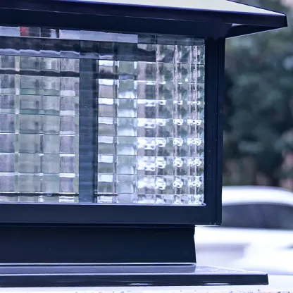 Solar Black Metal Glass Square Post Cap Light Image - 16