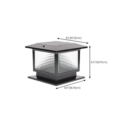Solar Black Metal Glass Square Post Cap Light #size