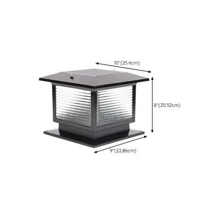 Solar Black Metal Glass Square Post Cap Light Image - 18