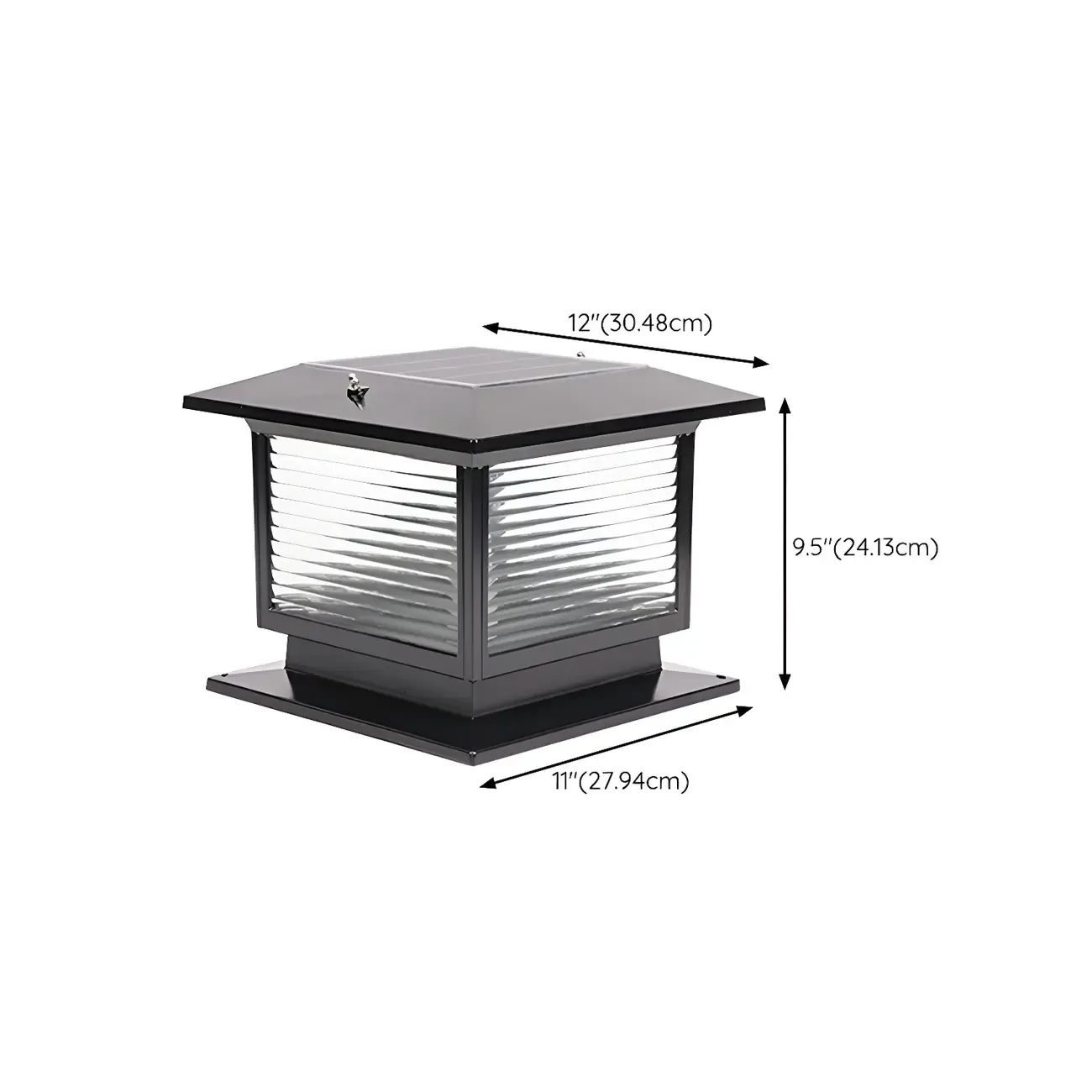 Solar Black Metal Glass Square Post Cap Light Image - 19