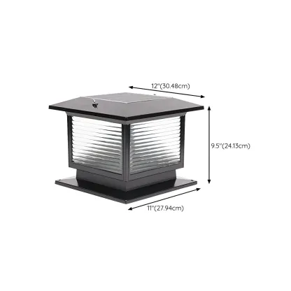 Solar Black Metal Glass Square Post Cap Light Image - 19