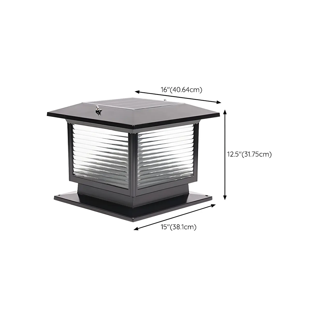 Solar Black Metal Glass Square Post Cap Light Image - 20 | homeyfad