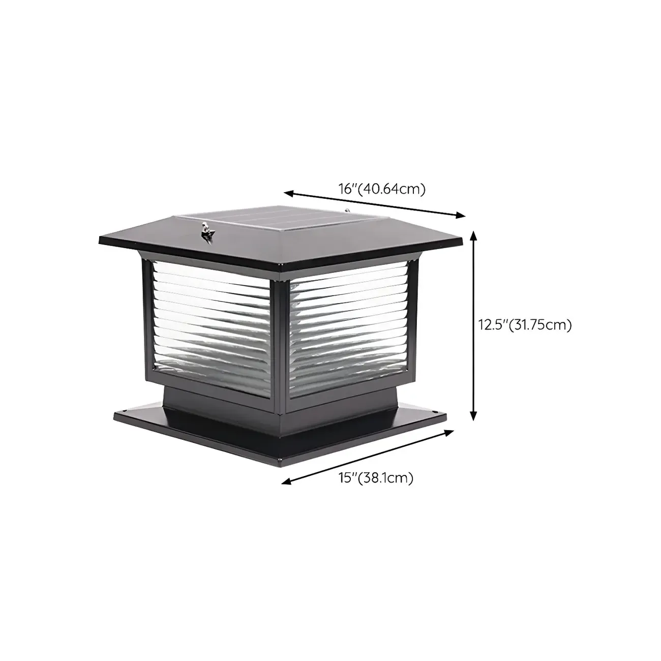 Solar Black Metal Glass Square Post Cap Light Image - 20
