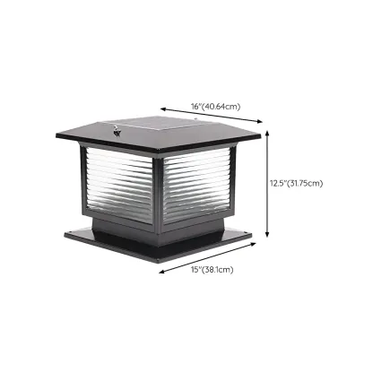 Solar Black Metal Glass Square Post Cap Light Image - 20