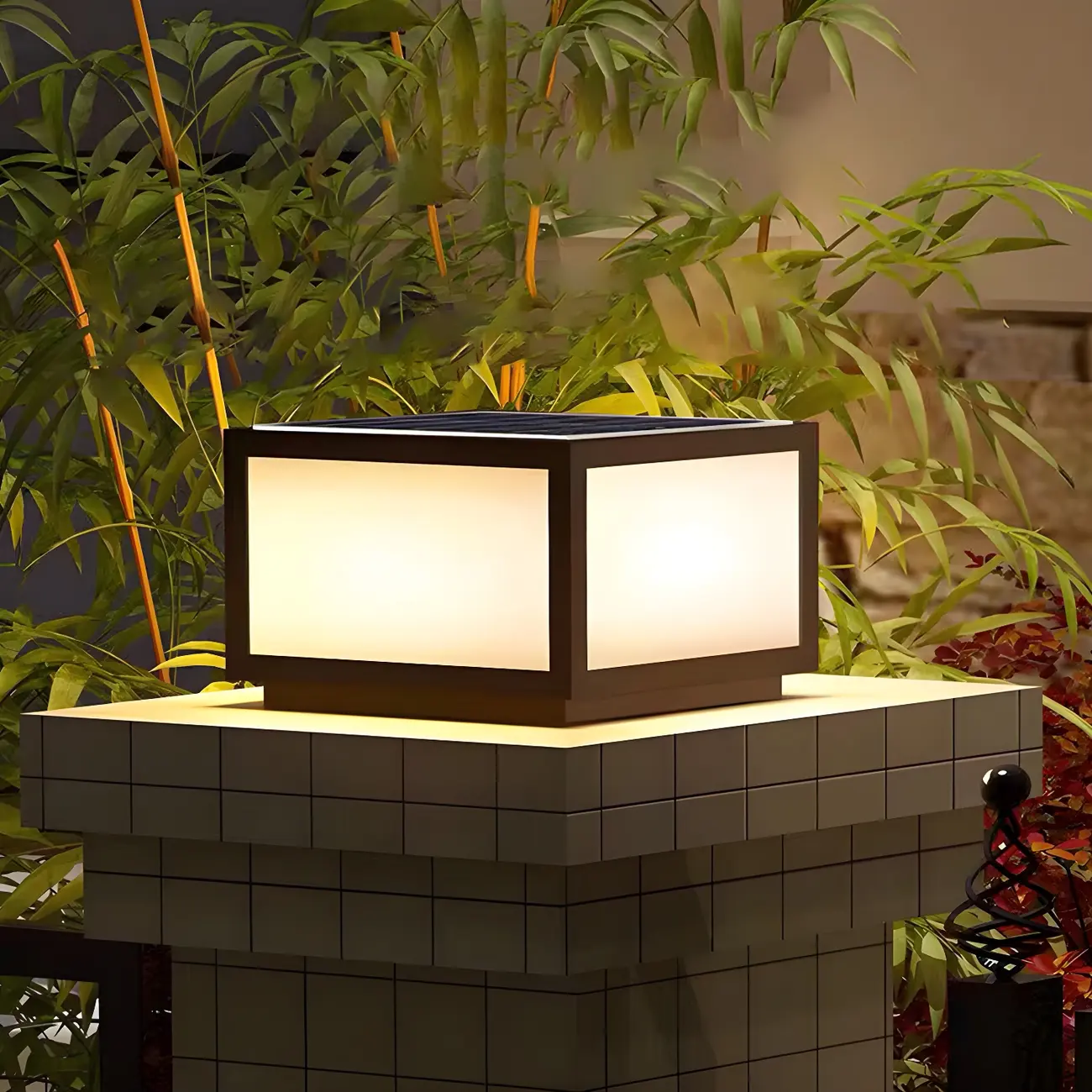 Solar Flat Square Black Metal Post Cap Light Image - 1 | homeyfad