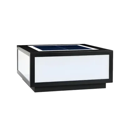 Solar Flat Square Black Metal Post Cap Light Image - 12