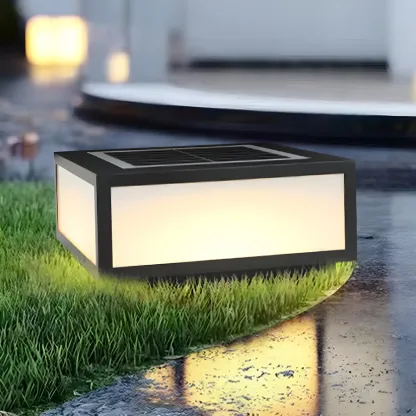 Solar Flat Square Black Metal Post Cap Light Image - 11