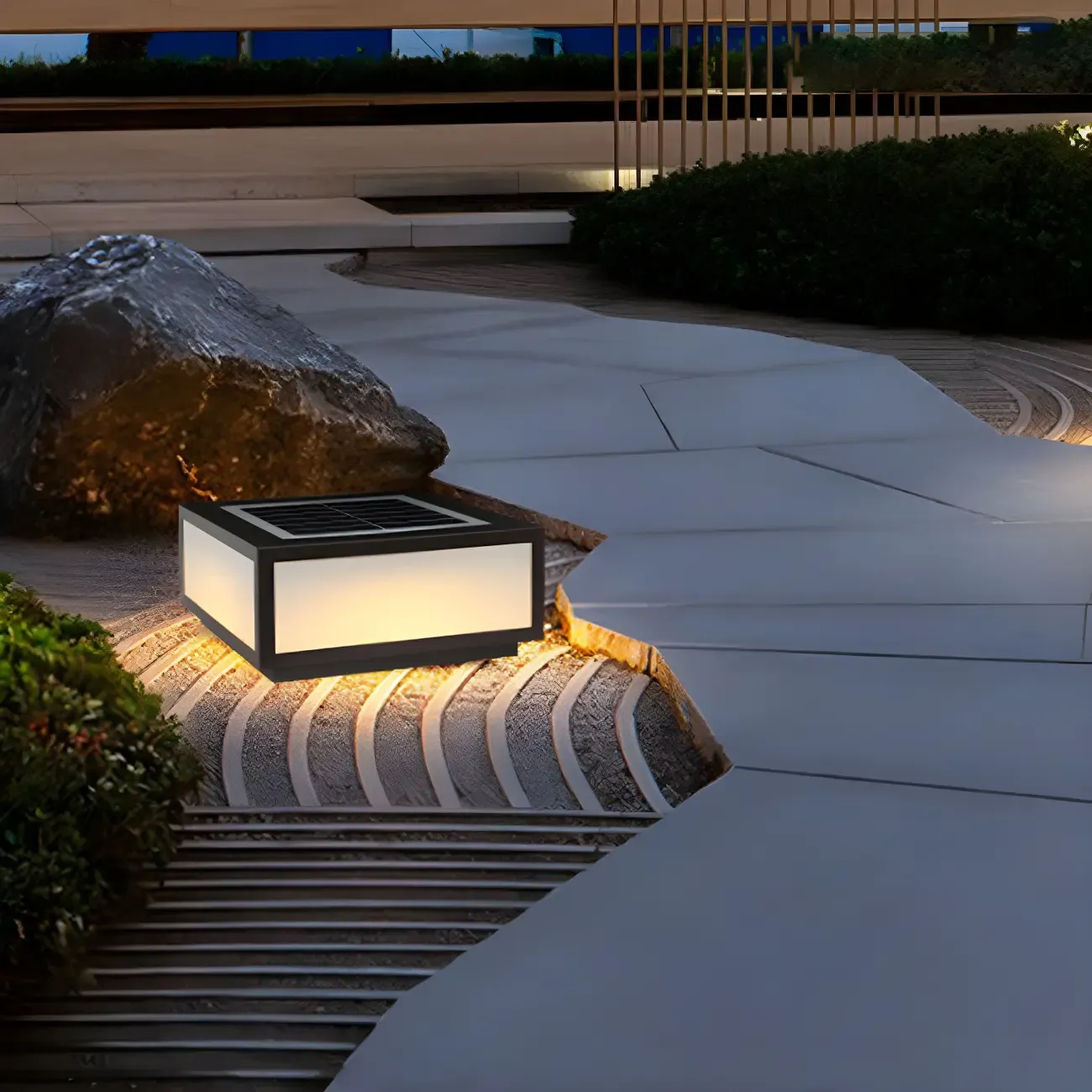 Solar Flat Square Black Metal Post Cap Light Image - 4