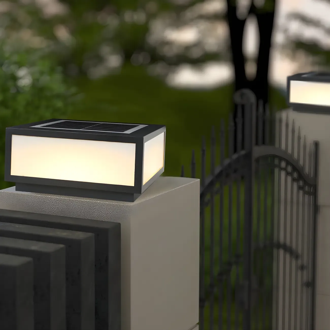 Solar Flat Square Black Metal Post Cap Light Image - 8