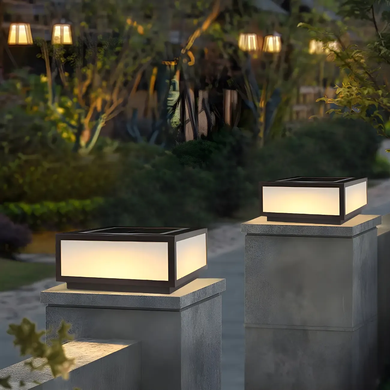 Solar Flat Square Black Metal Post Cap Light Image - 7