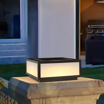 Solar Flat Square Black Metal Post Cap Light Image - 6
