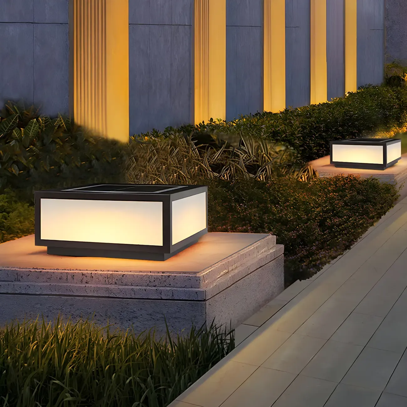Solar Flat Square Black Metal Post Cap Light Image - 5