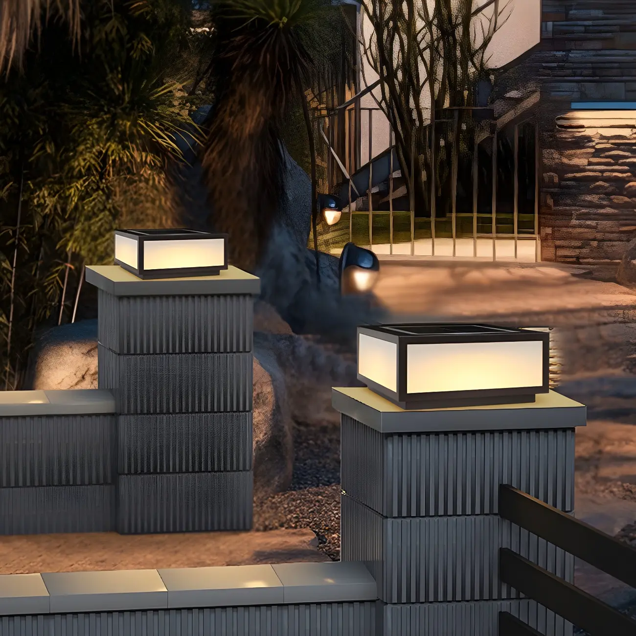 Solar Flat Square Black Metal Post Cap Light Image - 9 | homeyfad